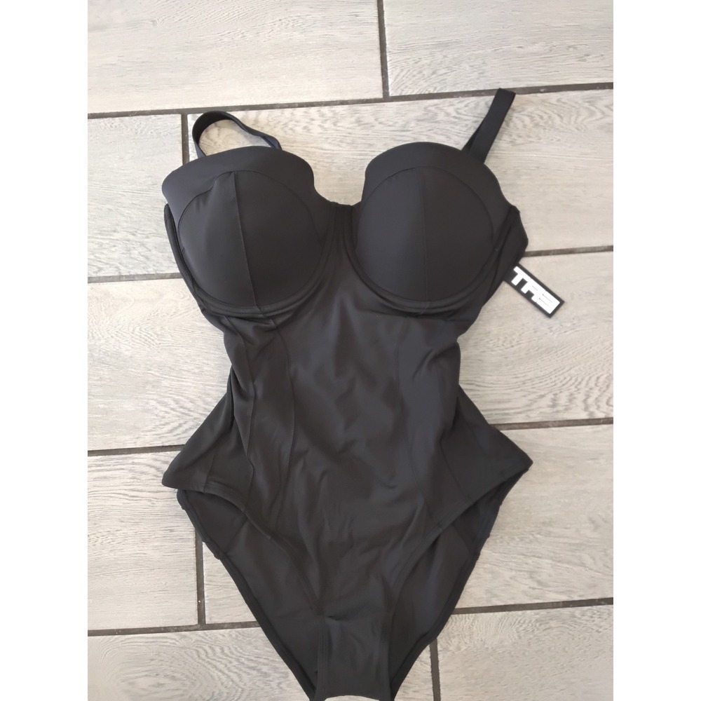 TA3 Lushy One Piece suit Black Lace Up Back Sculpting Underwire TA3166RL‎ L/RL